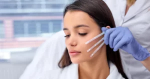 A woman receiving PDO Thread In Plano, TX